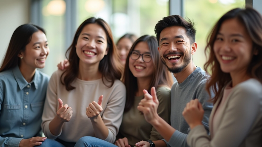 Workshop group sharing and celebrating insights together during interactive activity